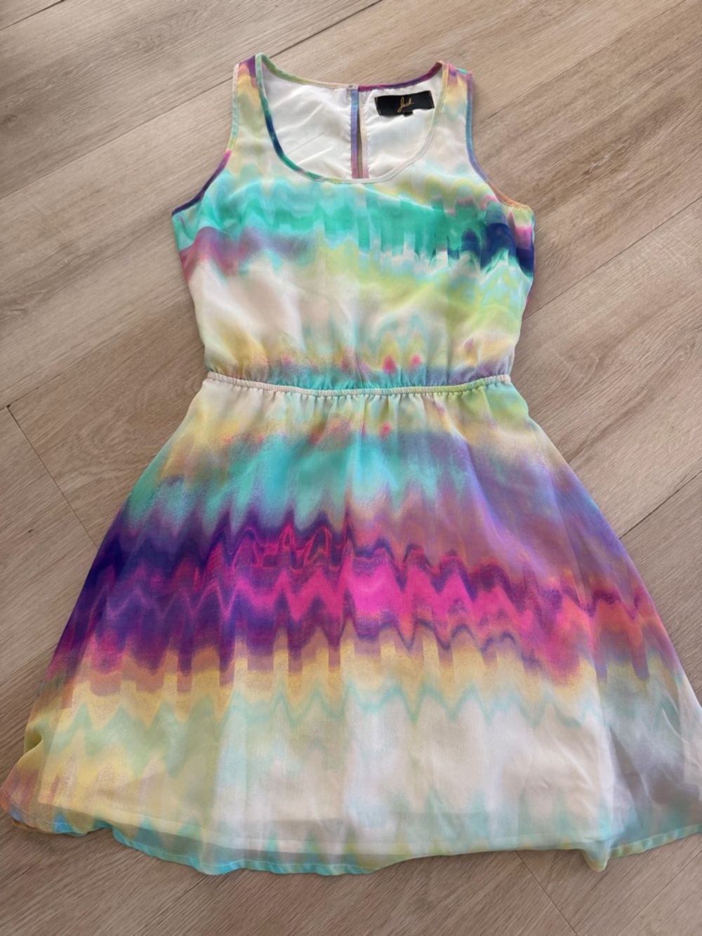 Jack by BB Dakota Pastel Rainbow Watercolor Sleeveless Dress
